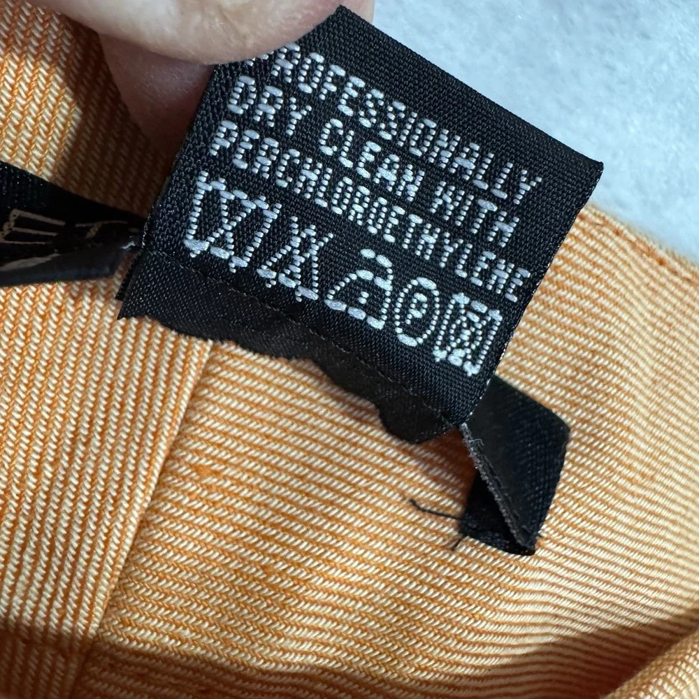 Etcetera Orange Linen Blend Trousers Size 6 Mid Rise Bootcut Dress Pant Tropical